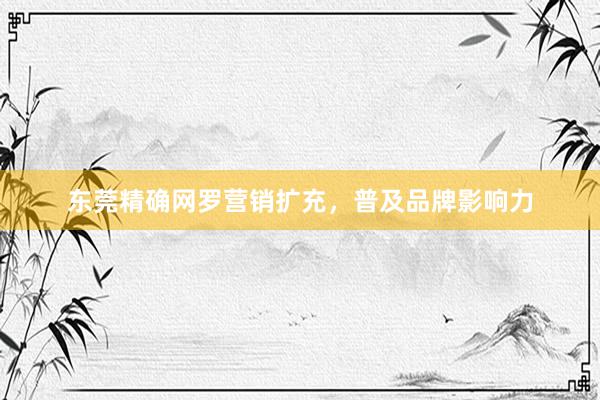 东莞精确网罗营销扩充，普及品牌影响力