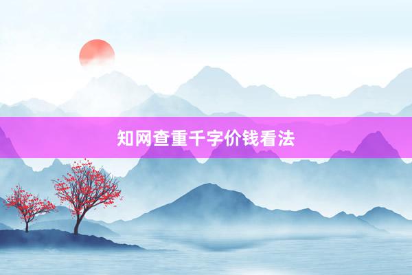 知网查重千字价钱看法